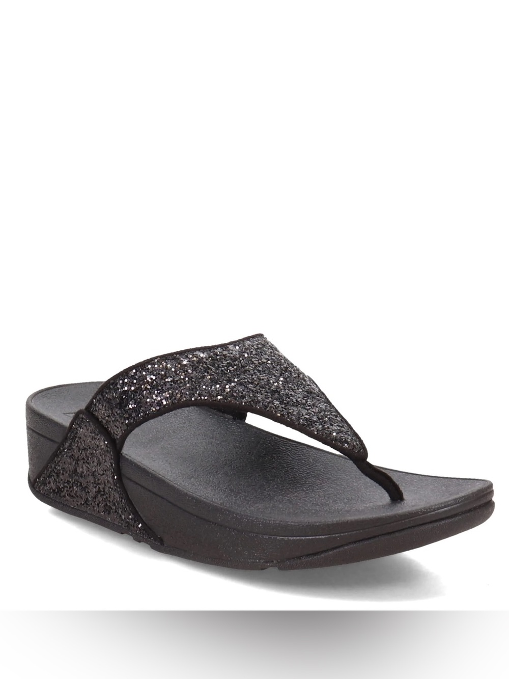 FitFlop Lulu Glitter Toe Thongs in black glitter comfortable supportive sole 8